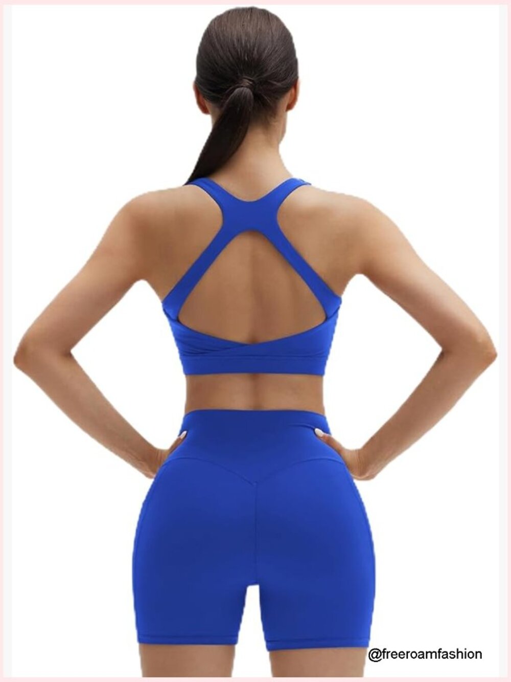 Yoga Workout Set: Backless Crop Tank & Bike Shorts with Pockets